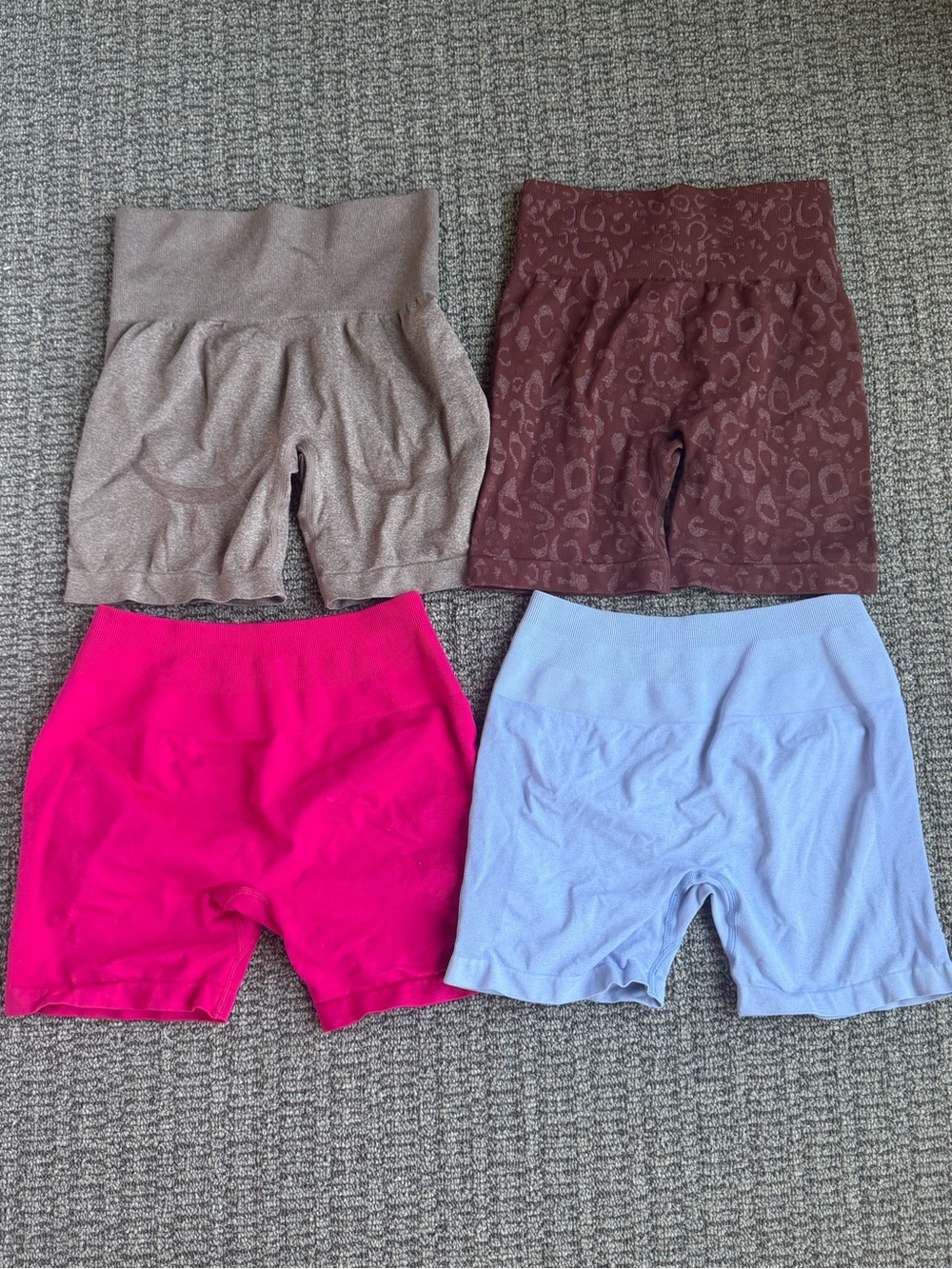 Women’s High-Waist workout shorts - Pink, Light purple, Brown, Taupe
